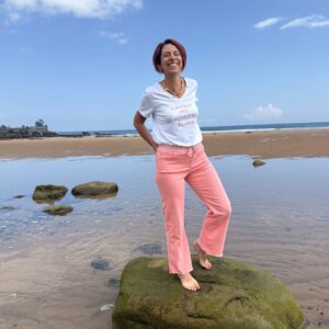 pantalon coupe droite, taille élastique