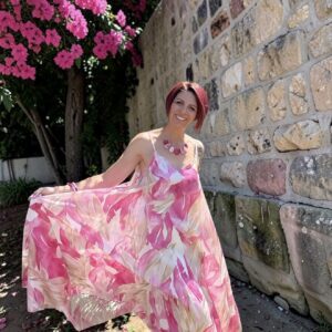 🌸 ROBE LONGUE FLUIDE IMPRIMÉE ROSE