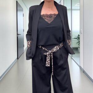 🖤 Blazer noir – Revers léopard 🐆
