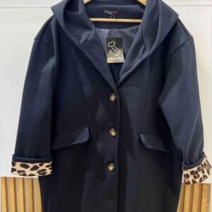 💙 Manteau à capuche bleu marine – Détails léopard & étoile 🐆⭐